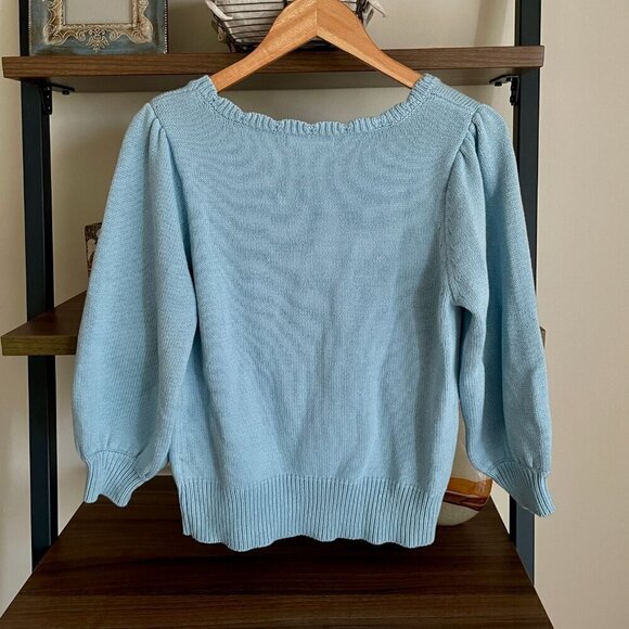 Anthropologie Blue Heart Sweater, Size Medium - Picture 6 of 12